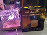 Dynamic Rotating Water Ripple Night Light Flame Crystal Lamp for Living Room Study Bedroom (Attached USB cable)