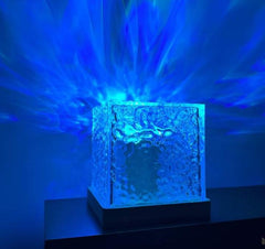 Dynamic Rotating Water Ripple Night Light Flame Crystal Lamp for Living Room Study Bedroom (Attached USB cable)