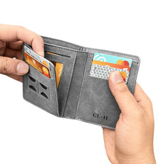 Trending M-Design RFID Wallet Compact PU Card Holder with Coin Pocket for Men & Women - Black