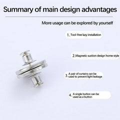 Curtain Pins, Curtain Tiebacks, Magnetic, Gap Resistant, Lace &nbsp;Curtains, Curtain Accessories, Fasteners &nbsp;Curtains Button Magnet - Pack Of 04