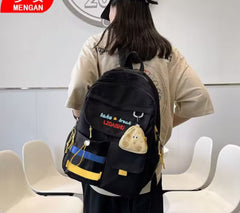 Stylish Black Backpack with Blue &amp; Yellow Stripes