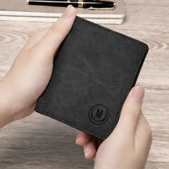 Trending M-Design RFID Wallet  Compact PU Card Holder with Coin Pocket for Men & Women - Black